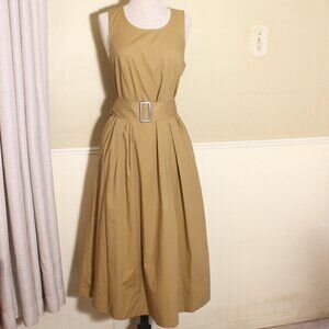 Mossimo Belted Fit & Flare Khaki Midi Dress Size M